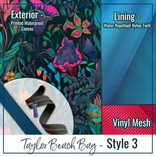 Taylor Beach Bag - COMPLETE KIT, Including Pattern, Fabric, Mesh, and Zipper - Emmaline Bags Inc.