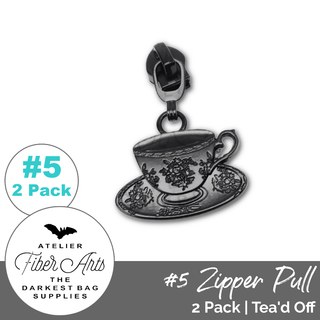 'Tea'd Off' Zipper Sliders w/ Pulls | SIZE5 (2 Pack) - Emmaline Bags Inc. - Bag Zippers