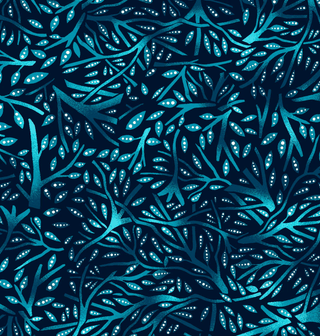 Teal Branches | July Moon by Betty Albert (¼ Yard) - Emmaline Bags Inc.-Fabric