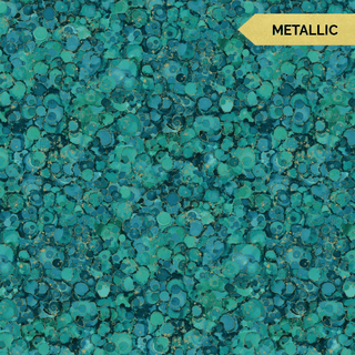Teal Bubble Texture // Midas Touch Metallic - (1/4 yard) - Emmaline Bags Inc.
