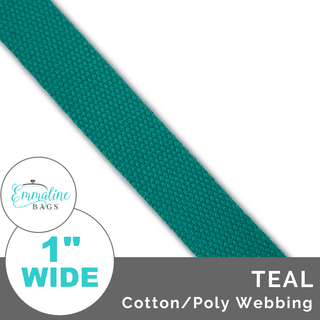 Teal | Cotton/Poly Webbing (Per 1 Yard) • 1 " Wide (25 mm) - Emmaline Bags Inc. - Straps & Handles