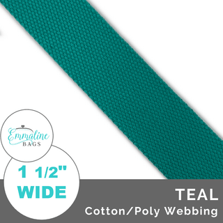 Teal | Cotton/Poly Webbing (Per 1 Yard) • 1 ½" Wide (38 mm) - Emmaline Bags Inc. - Straps & Handles