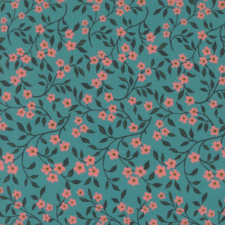 Teal Dogwood // Sagewood for Moda (1/4 yard) - Emmaline Bags Inc.