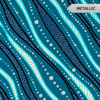 Teal Wavy (Metallic) // All Children Matter (1/4 Yard) - Emmaline Bags Inc. - Fabric