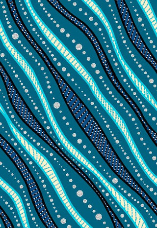 Teal Wavy (Metallic) // All Children Matter (1/4 Yard) - Emmaline Bags Inc. - Fabric