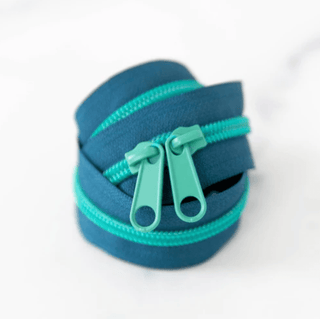 Tealtastic | 30" Nylon Coil Zipper | *Size #5* with Two Pulls - Emmaline Bags Inc.-Bag Zippers