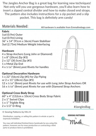 The Jangles Anchor Bag by Sewing Patterns by Mrs H (Printed Paper Pattern) - Emmaline Bags Inc.