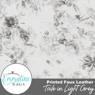 Toile in Light Grey | Printed Faux Leather | ½ Yard Pre - Cut (18" x 55") - Emmaline Bags Inc. - Fabric