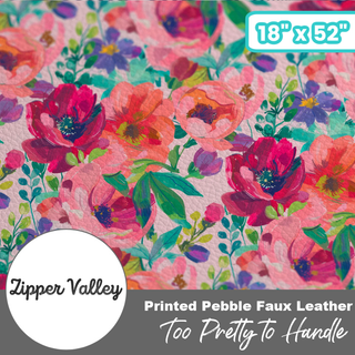 Too Pretty to Handle | Zipper Valley Printed Pebble Faux Leather | 18" x 52" Pre-Cut (Large) - Emmaline Bags Inc.-Fabric
