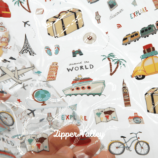 Travel Time | Zipper Valley Clear TPU Vinyl | 12" x 52" Pre - cut - Emmaline Bags Inc. - Fabric