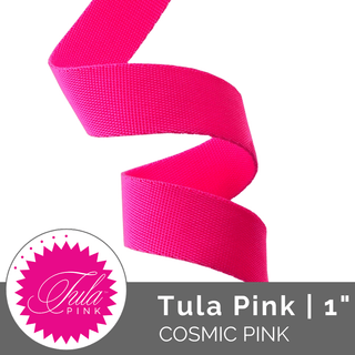 Tula Pink | SOLID Everglow Nylon Webbing 1" (25mm) Wide (2 Yards) - Cosmic Pink - Emmaline Bags Inc. - Straps & Handles