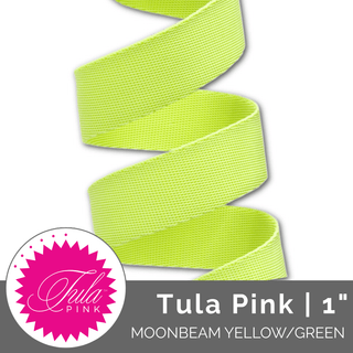 Tula Pink | SOLID Everglow Nylon Webbing 1" (25mm) Wide (2 Yards) - Moonbeam Yellow - Green - Emmaline Bags Inc. - Straps & Handles