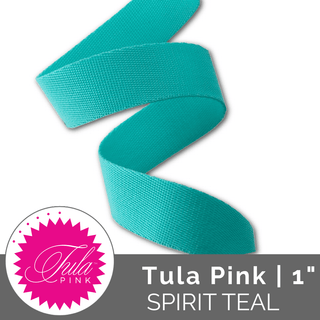 Tula Pink | SOLID Everglow Nylon Webbing 1" (25mm) Wide (2 Yards) - Spirit Teal - Emmaline Bags Inc. - Straps & Handles