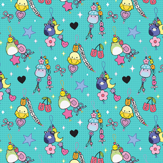 Turquoise Charms | Squishmallows Joyful for Northcott (¼ Yard) - Emmaline Bags Inc.-Fabric