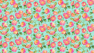 Turquoise Floral // Veranda for Northcott (1/4 yard) - Emmaline Bags Inc. - Fabric