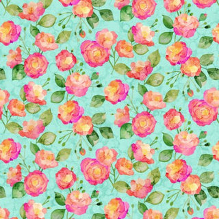 Turquoise Floral // Veranda for Northcott (1/4 yard) - Emmaline Bags Inc. - Fabric