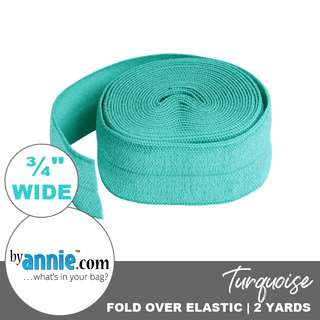 Turquoise | Fold Over Elastic | ¾" (20 mm) (2 Yard Package) - Emmaline Bags Inc.-Sewing Supplies & Notions