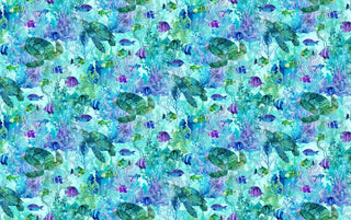 Turtle & Fish | Coral Reef for Northcott (¼ Yard) - Emmaline Bags Inc. - Fabric