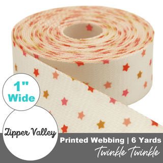 Twinkle Twinkle | Zipper Valley Printed Webbing (6 Yards) | 1" Wide (25 mm) - Emmaline Bags Inc. - Straps & Handles