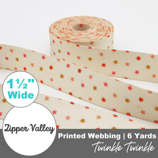 Twinkle Twinkle | Zipper Valley Printed Webbing (6 Yards) | 1 ½" Wide (38 mm) - Emmaline Bags Inc. - Straps & Handles
