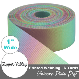 Unicorn Pixie Dust | Zipper Valley Printed Webbing (6 Yards) | 1" Wide (25 mm) - Emmaline Bags Inc. - Straps & Handles