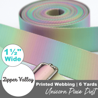 Unicorn Pixie Dust | Zipper Valley Printed Webbing (6 Yards) | 1 ½" Wide (38 mm) - Emmaline Bags Inc. - Straps & Handles