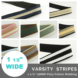 Varsity Stripes 1 1/2" (38mm) Wide (Per 1 Yard) - Emmaline Bags Inc.