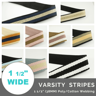 Varsity Stripes 1 1/2" (38mm) Wide (Per 1 Yard) - Emmaline Bags Inc.