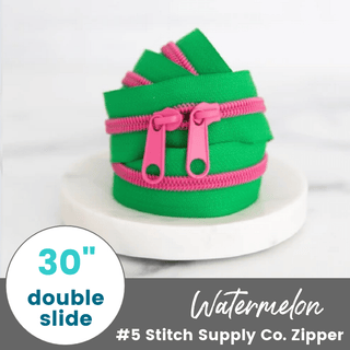 Watermelon | 30" Nylon Coil Zipper | *Size #5* with Two Pulls - Emmaline Bags Inc.-Bag Zippers