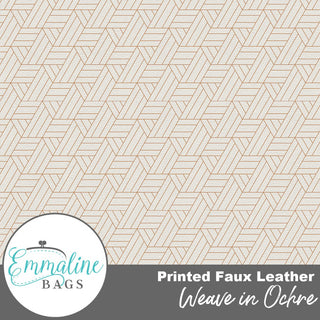 Weave in Ochre | Printed Faux Leather | ½ Yard Pre - Cut (18" x 55") - Emmaline Bags Inc. - Fabric