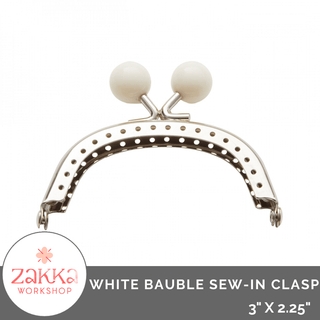 White Bauble Sew - In Clasp 3" x 2 1/4" from Zakka Workshop - Emmaline Bags Inc.