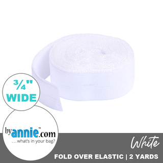White | Fold Over Elastic | ¾" (20 mm) (2 Yard Package) - Emmaline Bags Inc.-Sewing Supplies & Notions