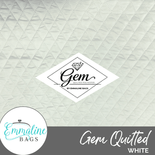 WHITE | Gem Quilted Polyester Fabric (per 1 yard) - Emmaline Bags Inc.-Fabric