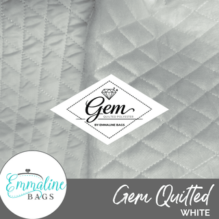 WHITE | Gem Quilted Polyester Fabric (per 1 yard) - Emmaline Bags Inc.-Fabric
