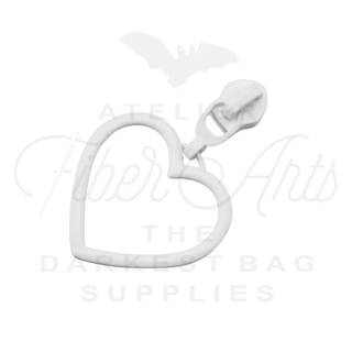 White Large Heart Sliders w/ Pulls | SIZE5 (2 Pack) - Emmaline Bags Inc.-Bag Zippers