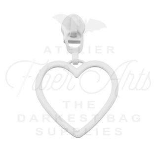 White Large Heart Sliders w/ Pulls | SIZE5 (2 Pack) - Emmaline Bags Inc.-Bag Zippers