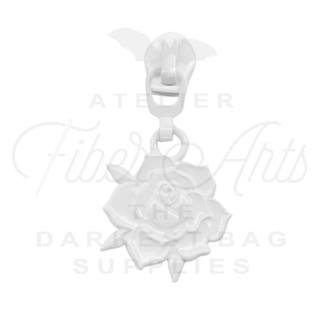 White Rose Bloom Sliders w/ Pulls | SIZE5 (2 Pack) - Emmaline Bags Inc.-Bag Zippers