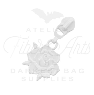 White Rose Bloom Sliders w/ Pulls | SIZE5 (2 Pack) - Emmaline Bags Inc.-Bag Zippers