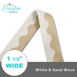 White & Sand Wave • 1 1/2" (38mm) Wide (Per 1 Yard) - Emmaline Bags Inc.-Straps & Handles