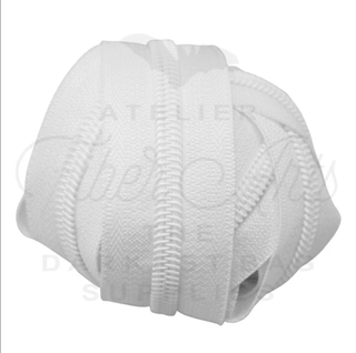 White & White Coil | Nylon Coil Zipper | SIZE5* (3.25 Yards) - Emmaline Bags Inc.-Bag Zippers