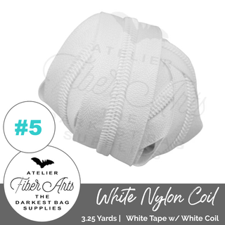 White & White Coil | Nylon Coil Zipper | SIZE5* (3.25 Yards) - Emmaline Bags Inc.-Bag Zippers