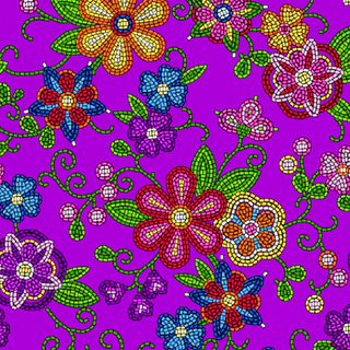 Purple | Beaded Floral by Shannon Gustafson (¼ Yard)