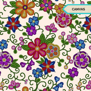 Cream (Canvas) | Beaded Floral by Shannon Gustafson (¼ Yard)