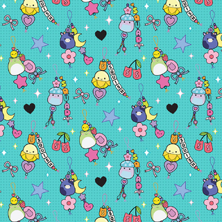Turquoise Charms | Squishmallows Joyful for Northcott (¼ Yard)