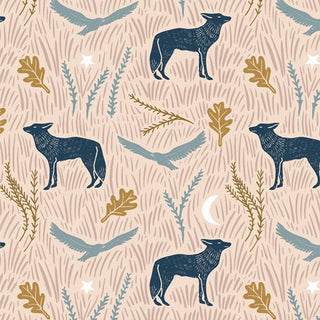 Wild Woodblock Day // Coyote Hill by AGF - (1/4 yard) - Emmaline Bags Inc.