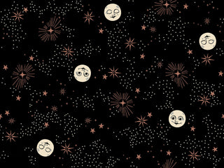 Wise Moons in Black // Good Spirits by Ruby Star Society (1/4 yard) - Emmaline Bags Inc.