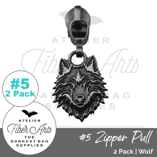 Wolf Zipper Sliders w/ Pulls | SIZE5 (2 Pack) - Emmaline Bags Inc. - Bag Zippers
