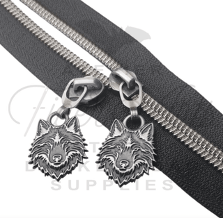 Wolf Zipper Sliders w/ Pulls | SIZE5 (2 Pack) - Emmaline Bags Inc. - Bag Zippers