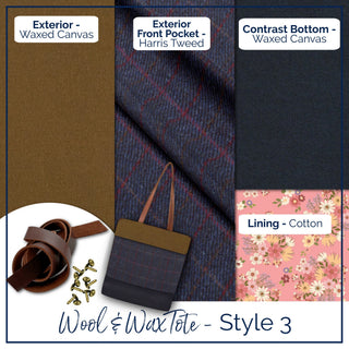 Wool+Wax Tote | Bag Making Kit | Moraine Lake Panel (Pattern Included) - Emmaline Bags Inc.-Bag Kit