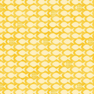 Yellow Fish & Bones | Cozy Cats for Benartex (¼ Yard) - Emmaline Bags Inc. - Fabric